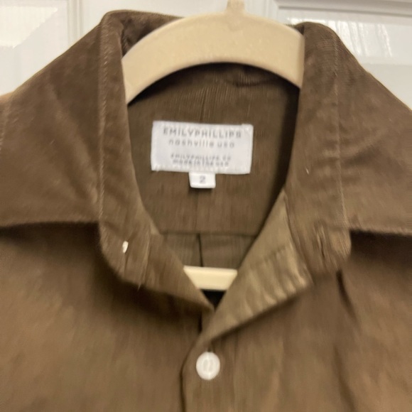Emily Phillips Brown Corduroy Cropped Button Down - Picture 5 of 10